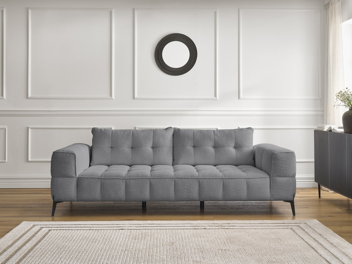 Bobochic Anis Sofa 3-Sitzer Bouclé-Stoff Dunkelgrau