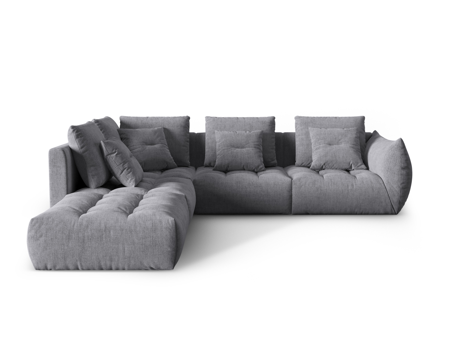 Micadoni Ecksofa Bloom 5-Sitzer Links Strukturierter Stoff Grau