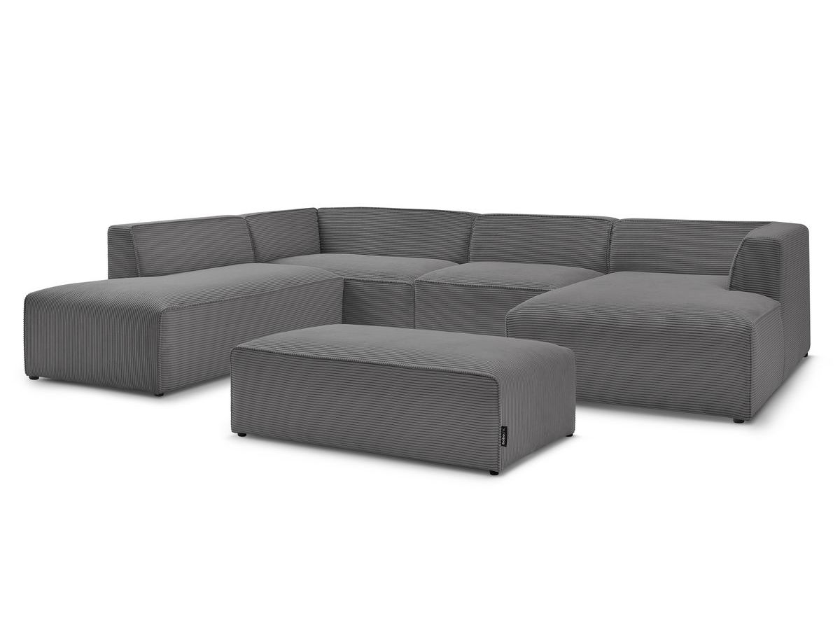 Bobochic Megeve Wohnlandschaft mit Pouf Cordsamt Dunkelgrau Ecke rechts