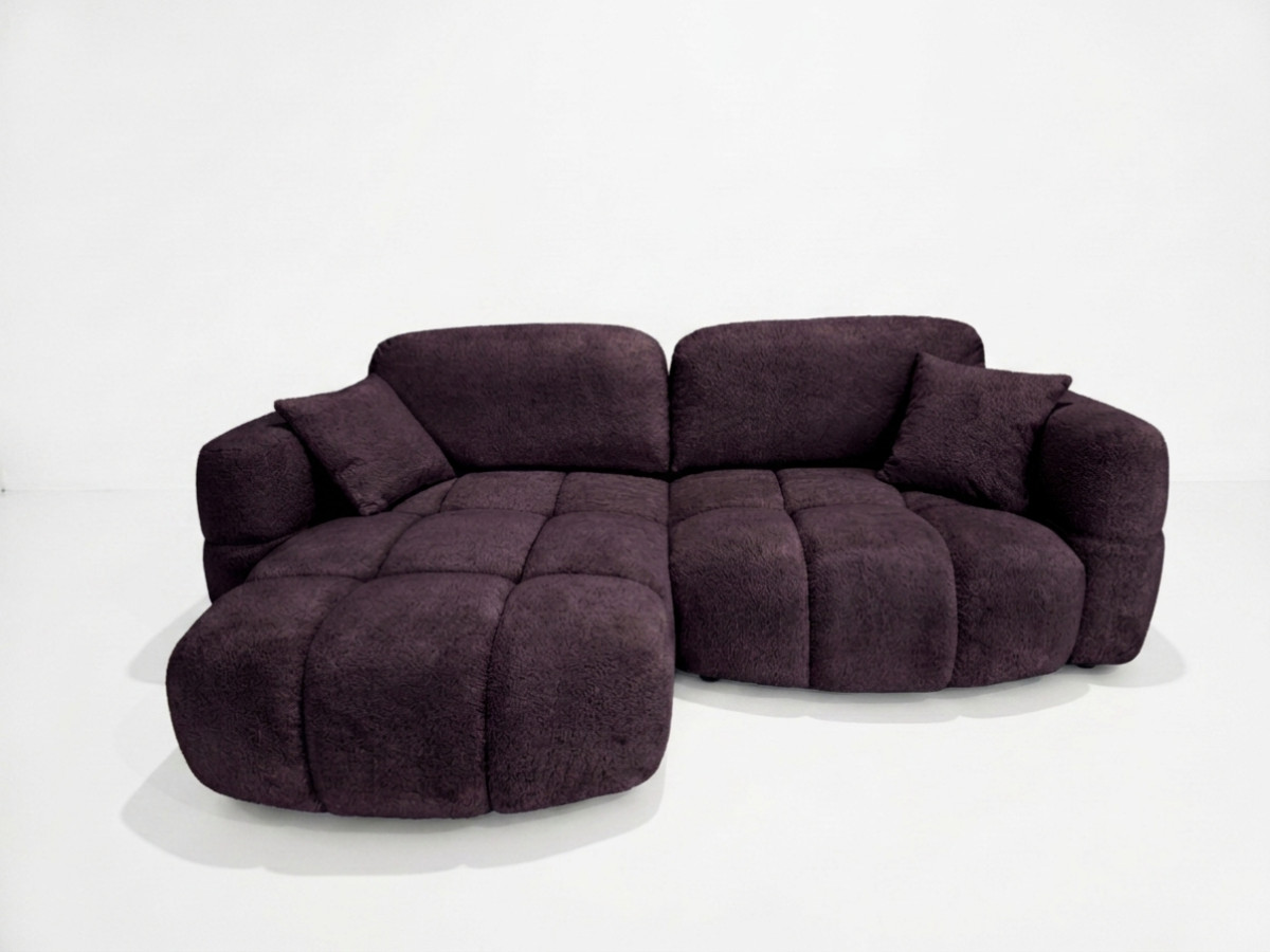 Bobochic Madison Ecksofa mit Schlaffunktion und Bettkasten Stoff Violett