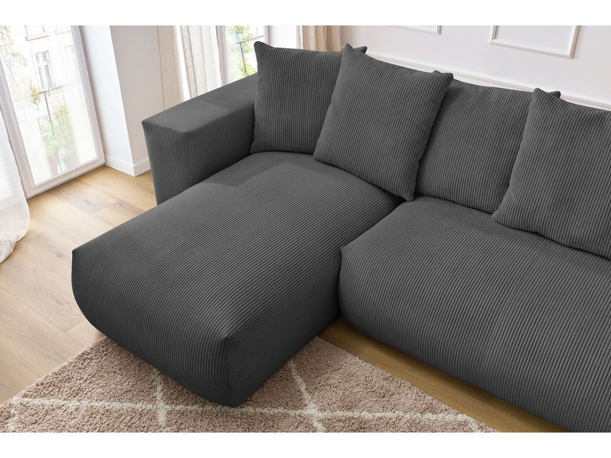 Bobochic Voltaire Wohnlandschaft 356 × 214 cm Cordsamt Dunkelgrau Ecke links