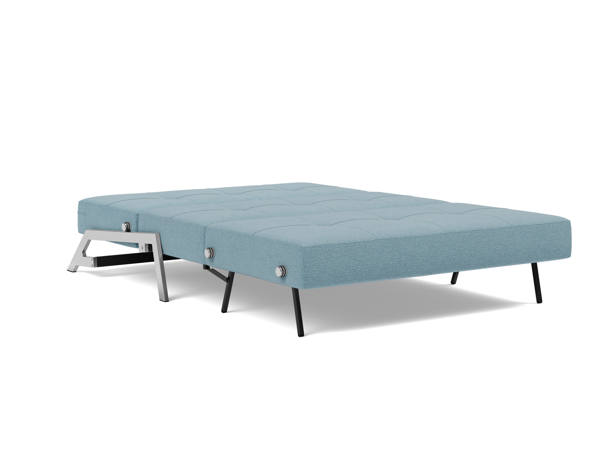 Schlafsofa Cubed 140 Flachgewebe Mixed Dance 525-Light-Blue Beine Chrom