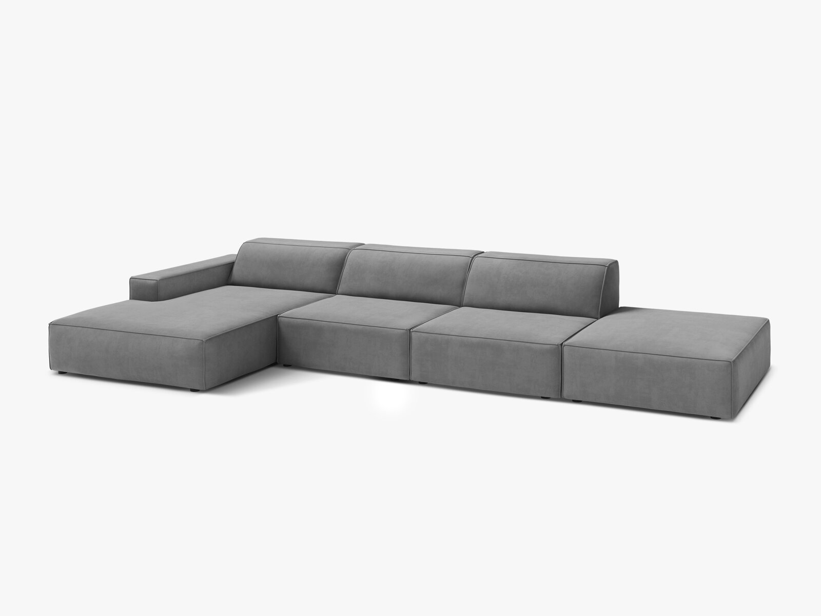 Micadoni Ecksofa Jodie 5-Sitzer Samt Venus Hellgrau Links