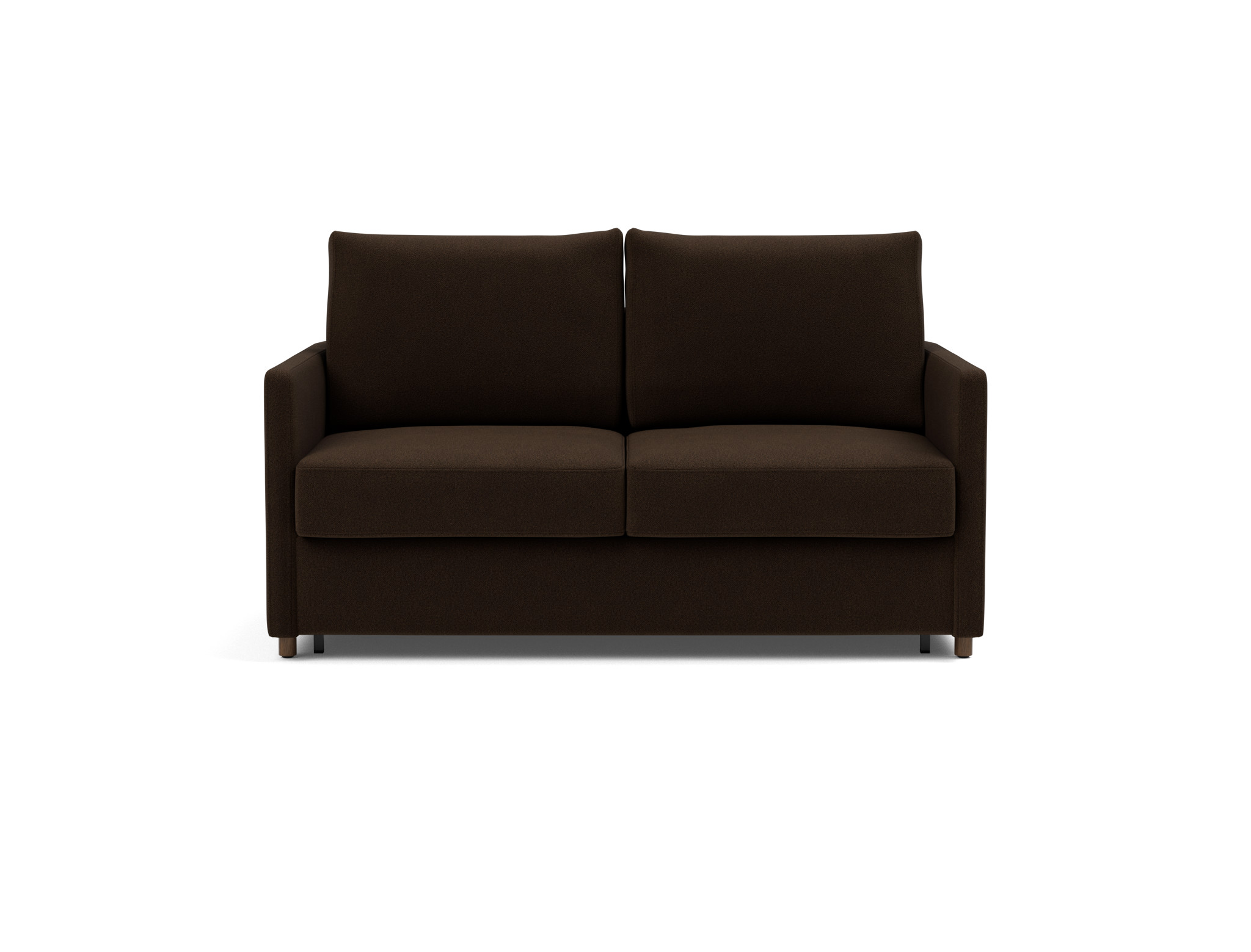 Schlafsofa Neah mit Slim-Armlehnen 140 Strukturierter Stoff Taura 358-Chocco