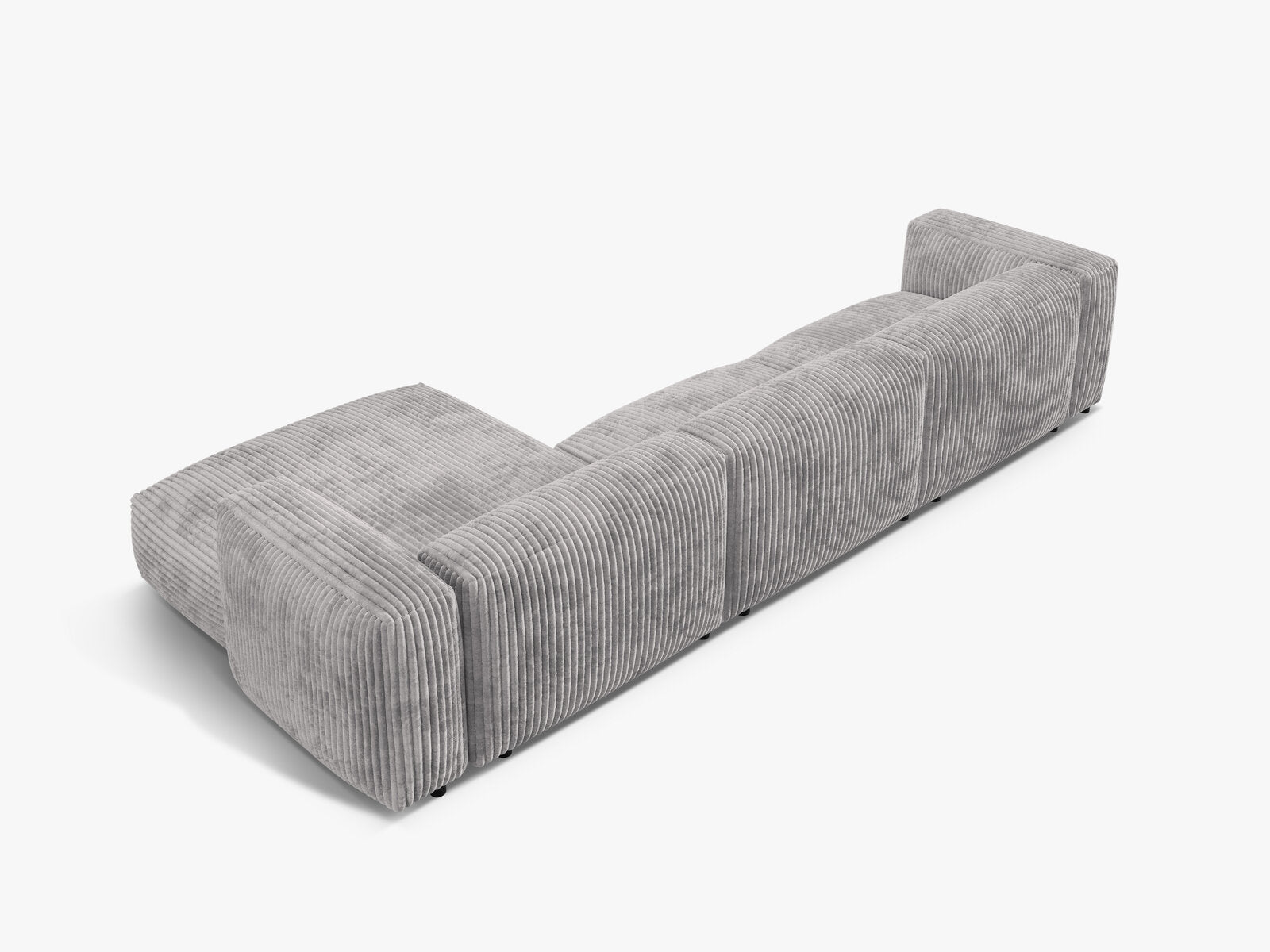 Micadoni Ecksofa Martina 3-Sitzer Rechts Kord Tilia Hellgrau