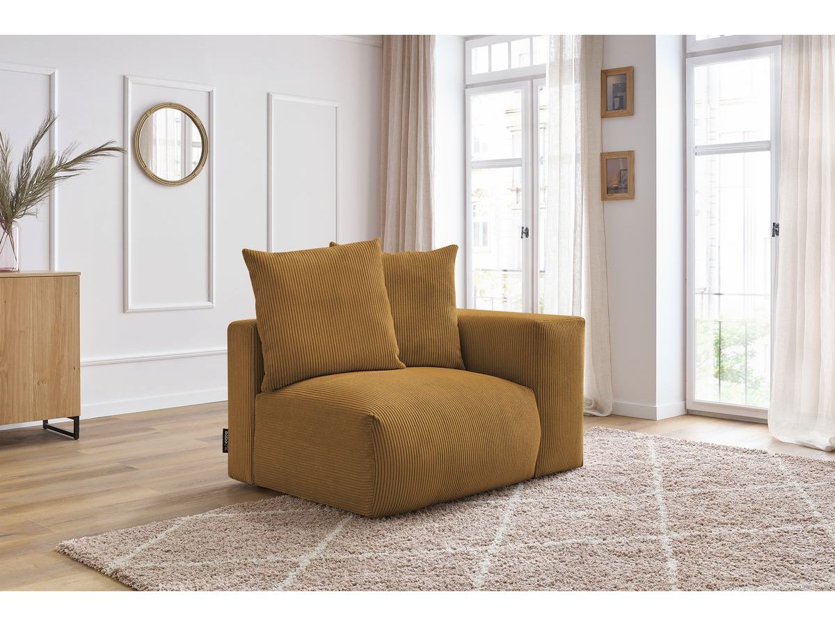 Bobochic Voltaire Sofamodul 1-Sitzer 130 × 100 cm Cordsamt Gelb Ecke rechts