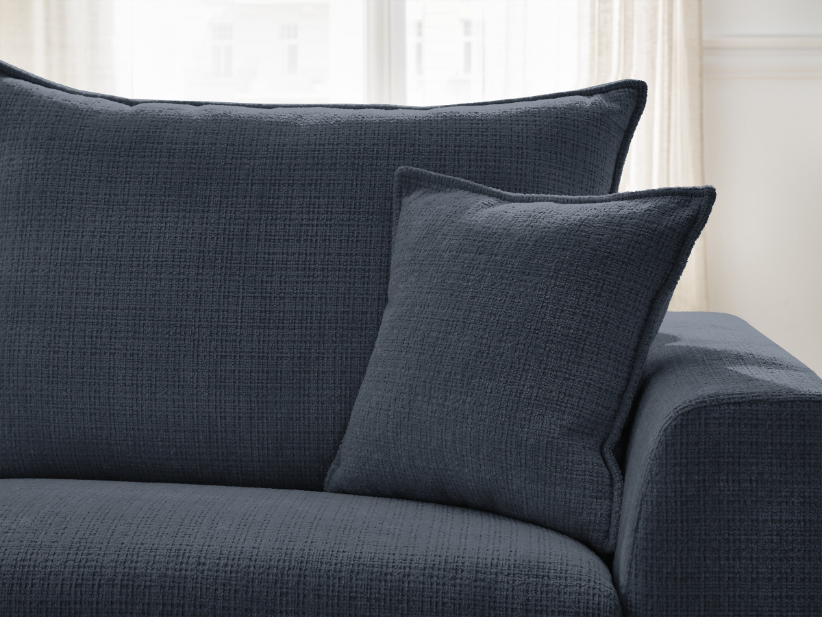 Bobochic Augustin Ecksofa mit Schlaffunktion und Bettkasten Strukturstoff Dunkelblau, Liegefläche 140 × 200 cm