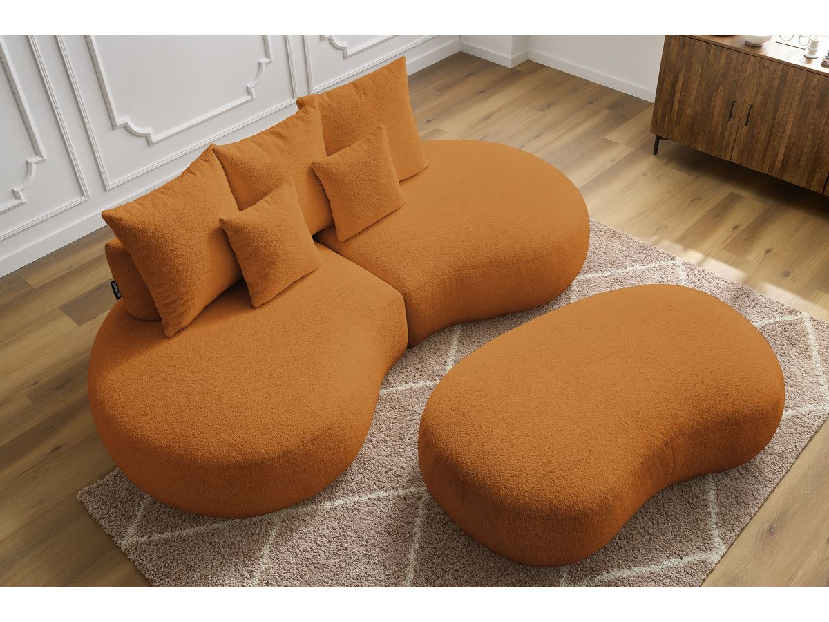 Bobochic Saint-germain Sofa 5-Sitzer mit Pouf Bouclé-Stoff Gelb