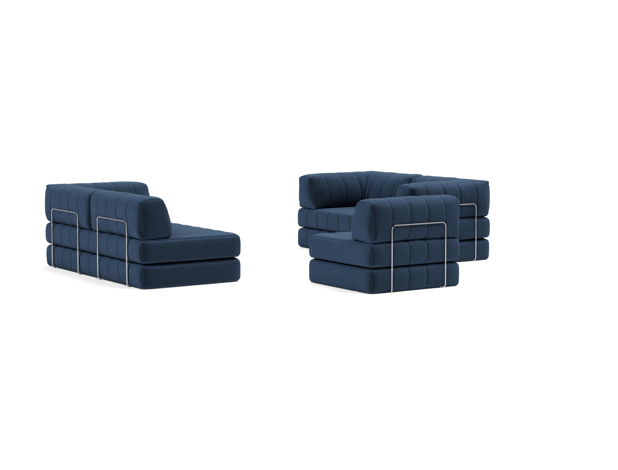 Eck-Schlafsofa CozyPad mit Armlehnen Chenille Esina 414-Indigo-Blue
