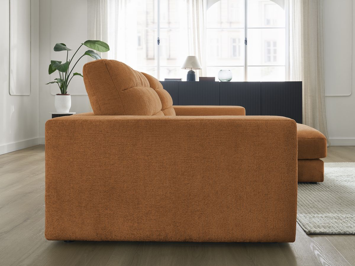 Bobochic Sierra Ecksofa Strukturstoff Orange Ecke rechts