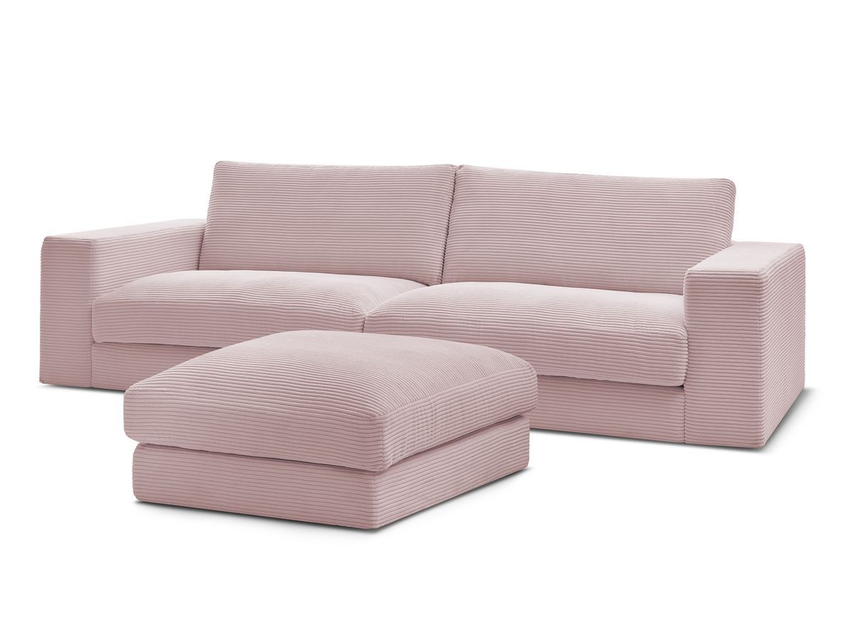 Bobochic Leonard Sofa 4-Sitzer mit Pouf 274 × 109 cm Cordsamt Violett