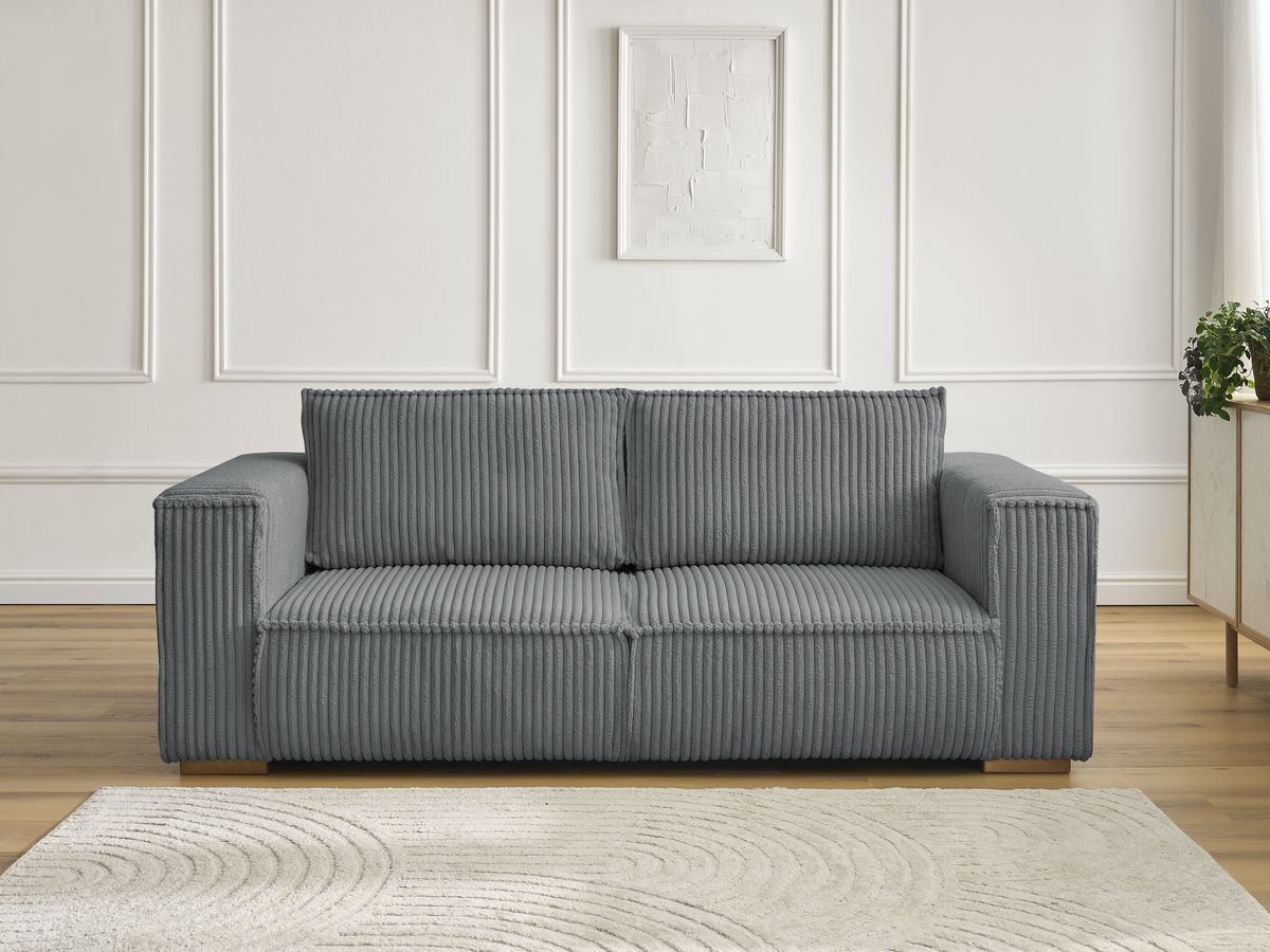 Bobochic Chelsea Sofa 2-Sitzer Breitcord weich Dunkelgrau