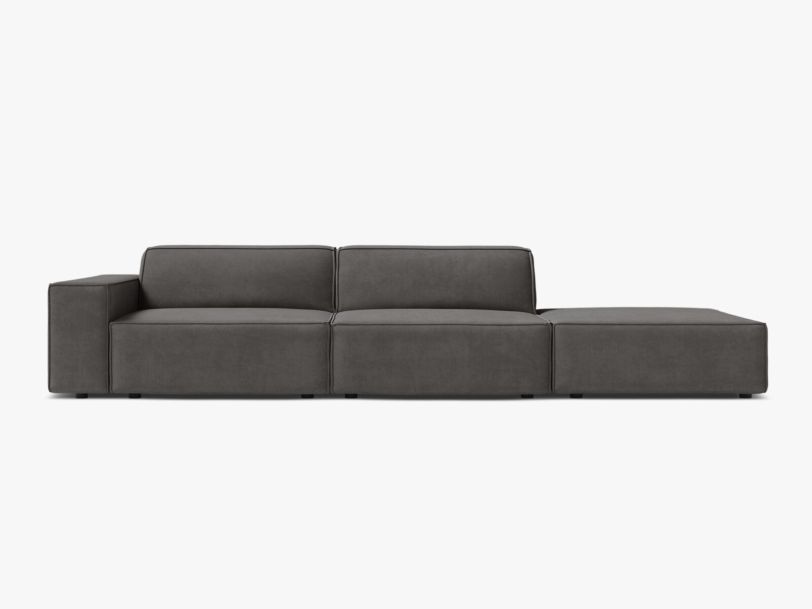 Micadoni Sofa Jodie 3-Sitzer Rechts Samt Bluvel Hellgrau