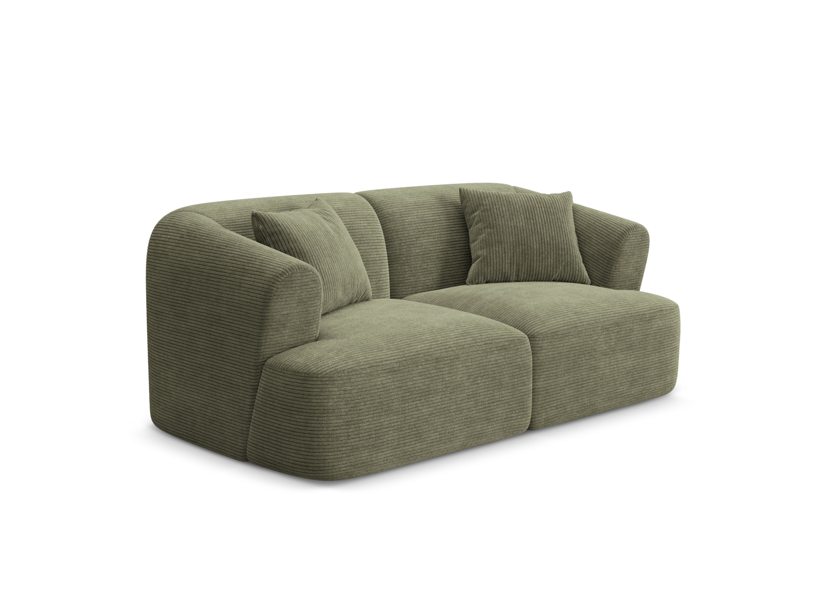 Cosmopolitan Design Sofa Campi 2-Sitzer Kord Lincoln D Moosgrün Melange