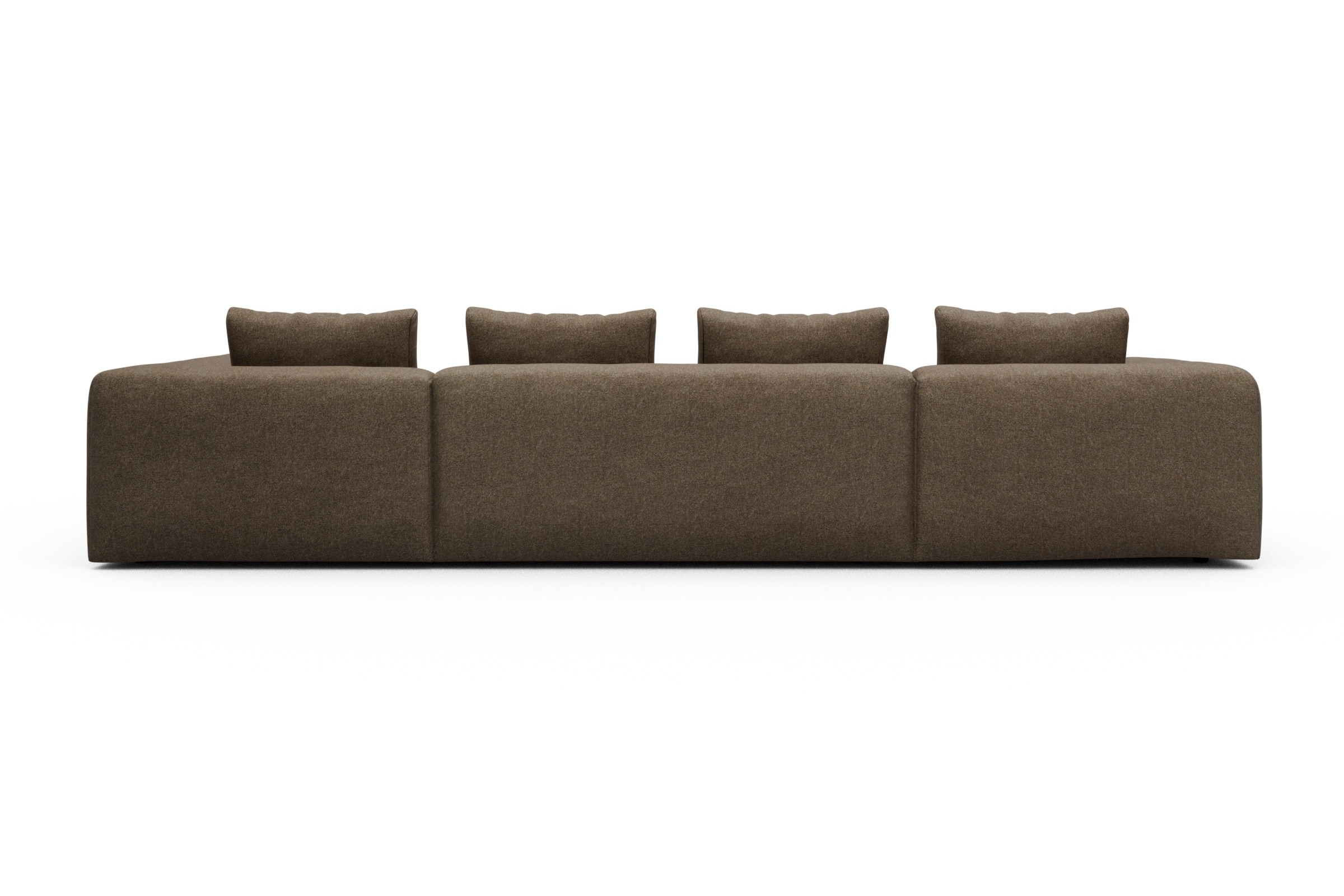 Wohnlandschaft Fred Relax-Ecke rechts mit 2-Sitzer und Chaiselongue links Aivi-Khaki-Brown