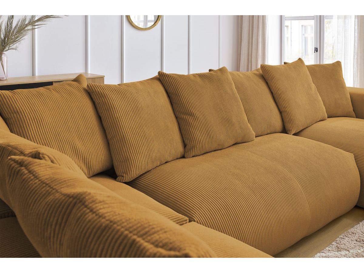 Bobochic Voltaire Wohnlandschaft mit Pouf 356 × 214 cm Cordsamt Gelb Ecke rechts