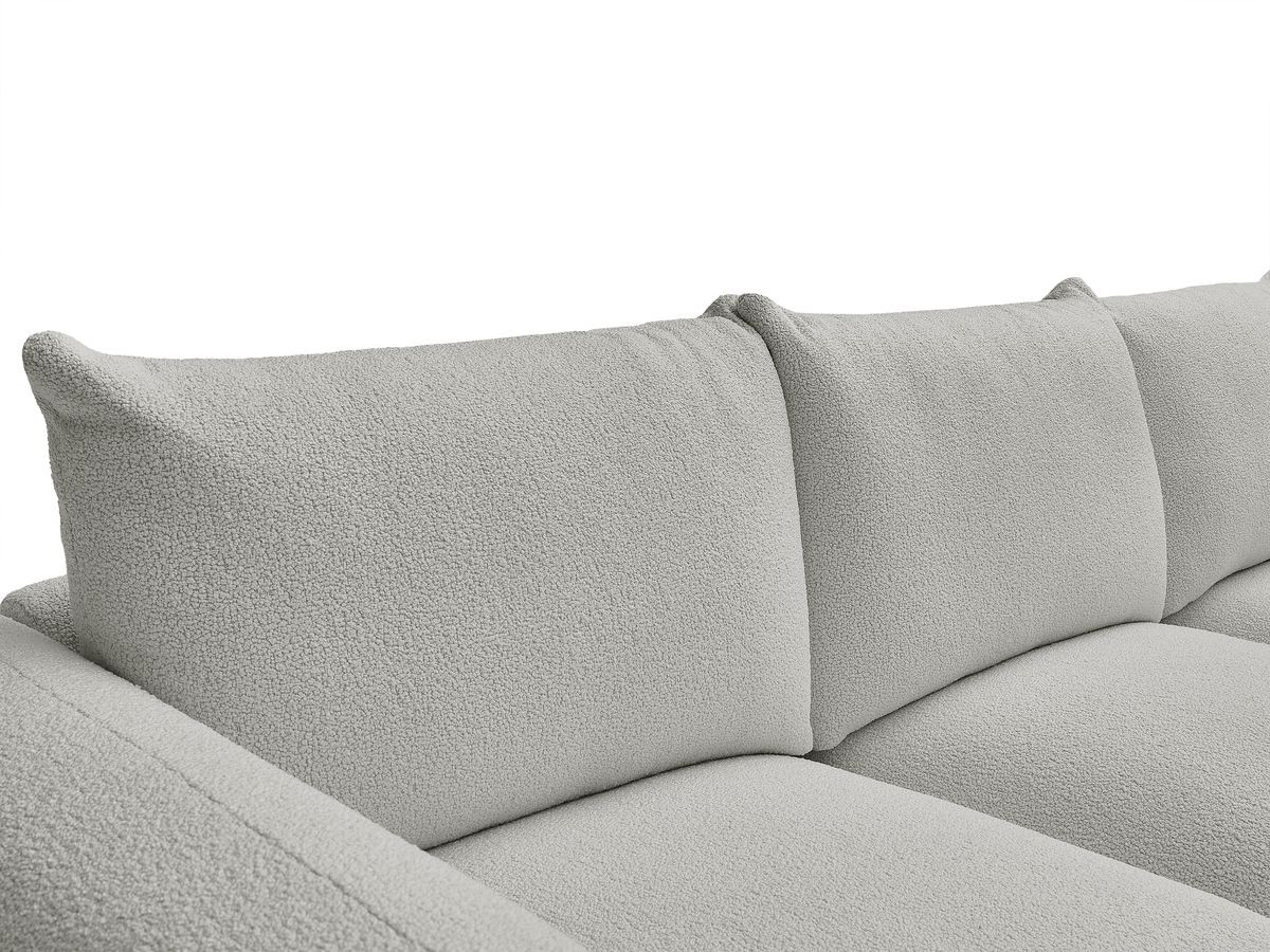 Bobochic Ernest Sofa 3-Sitzer mit Pouf 266 × 106 cm Bouclé-Stoff Hellgrau