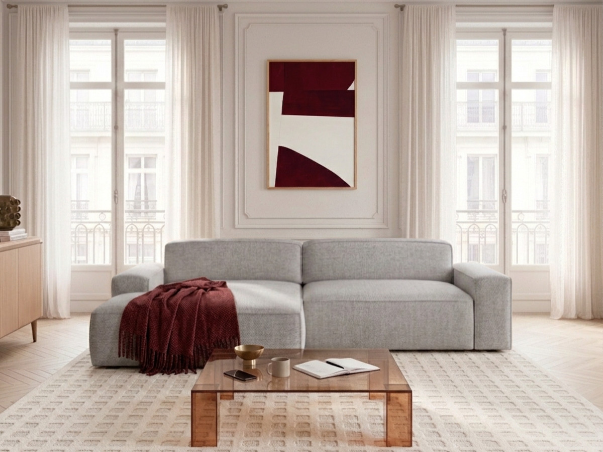 Bobochic Abel Ecksofa mit Schlaffunktion Melange-Stoff Grau Ecke links