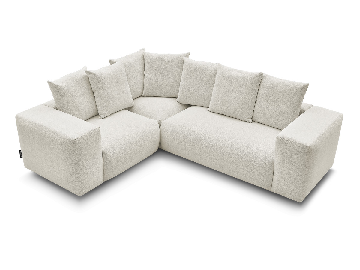 Bobochic Voltaire Ecksofa 268 × 214 cm Melange-Stoff Weiß Ecke links