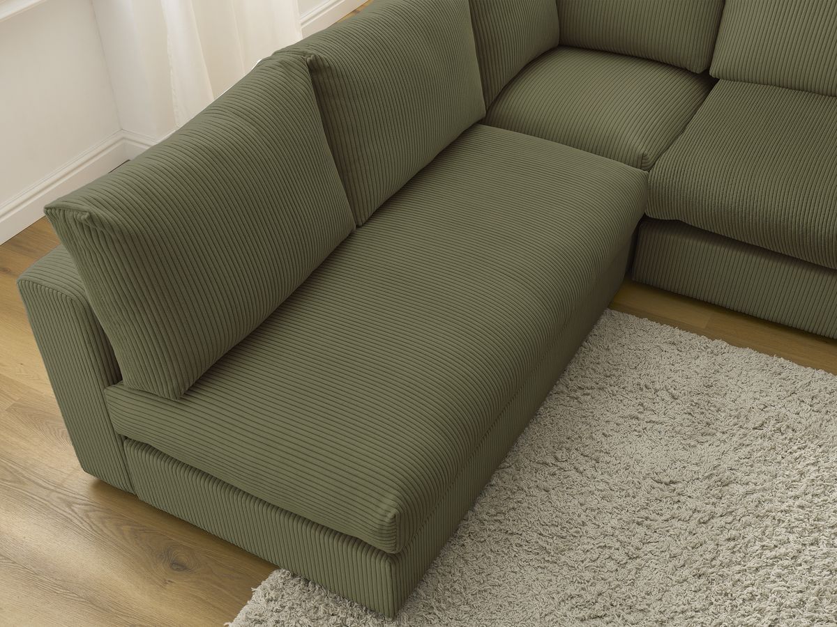 Bobochic Paris Ecksofa mit Pouf 369 × 167 cm Cordsamt Grün