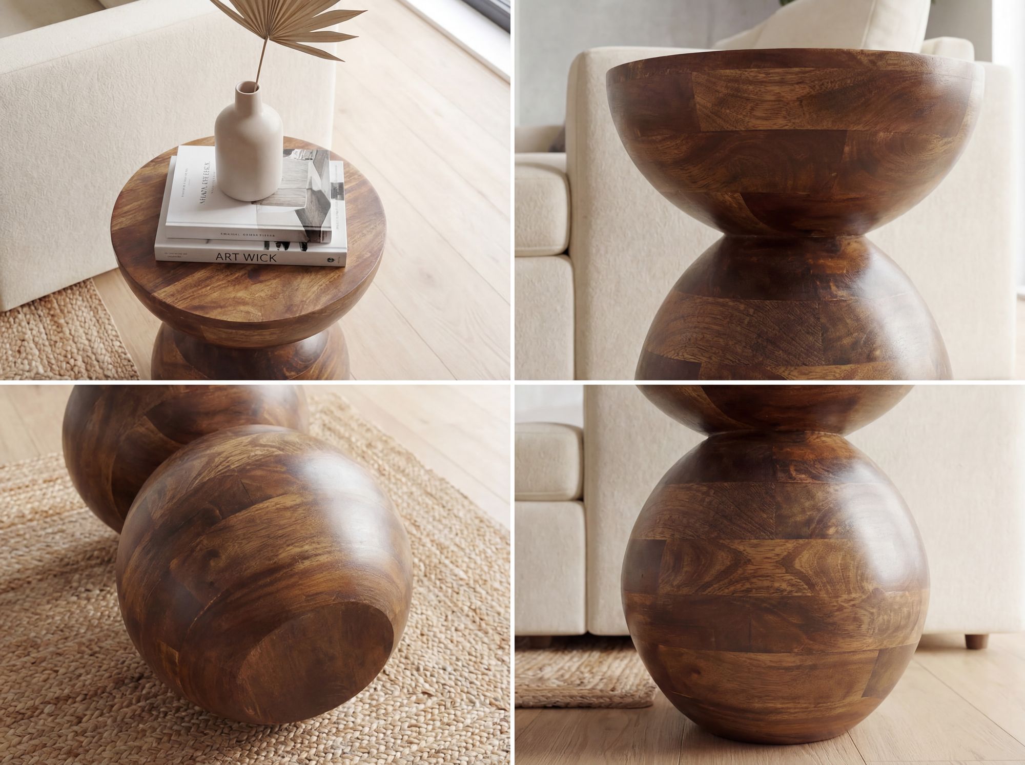 Beistelltisch Rakvag Mango Massivholz Ø 35 cm