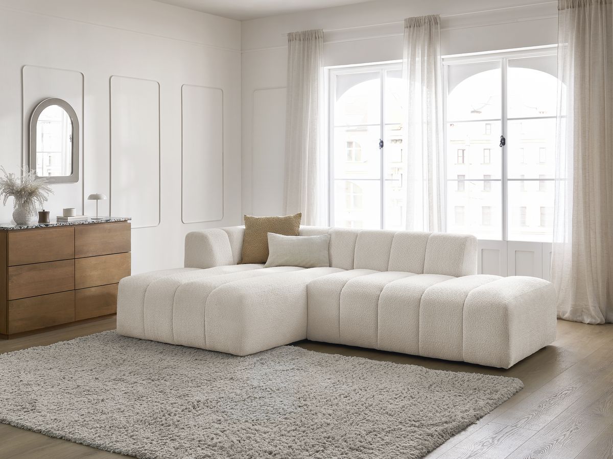Bobochic Annecy Ecksofa Bouclé-Stoff Weiß Ecke links