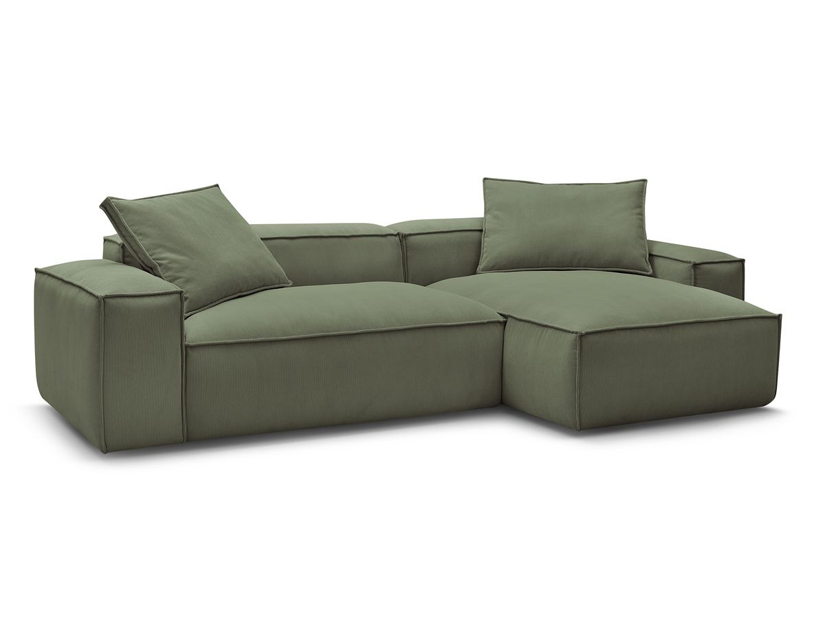 Bobochic Boheme Ecksofa, 3 Kissen Cordsamt Grün