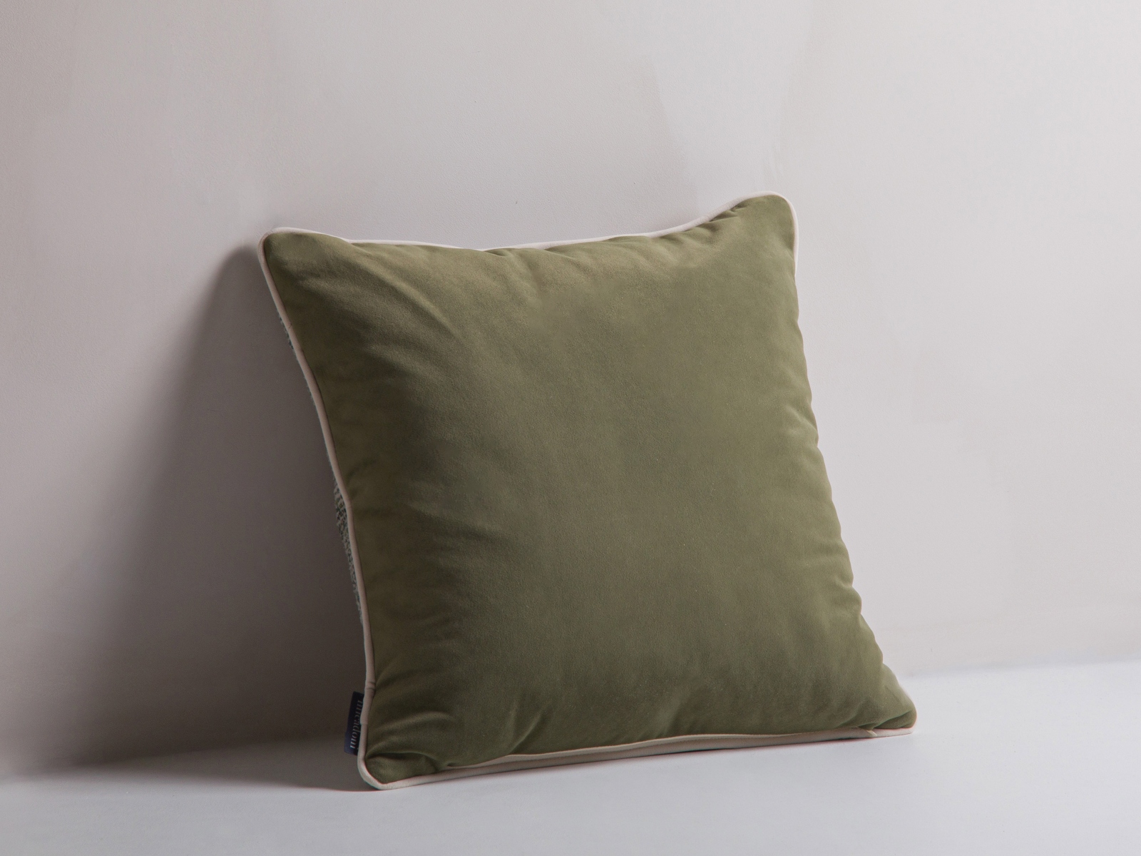Micadoni Kissen Celine Moßgrün Melange, Grün, Dunkelbeige