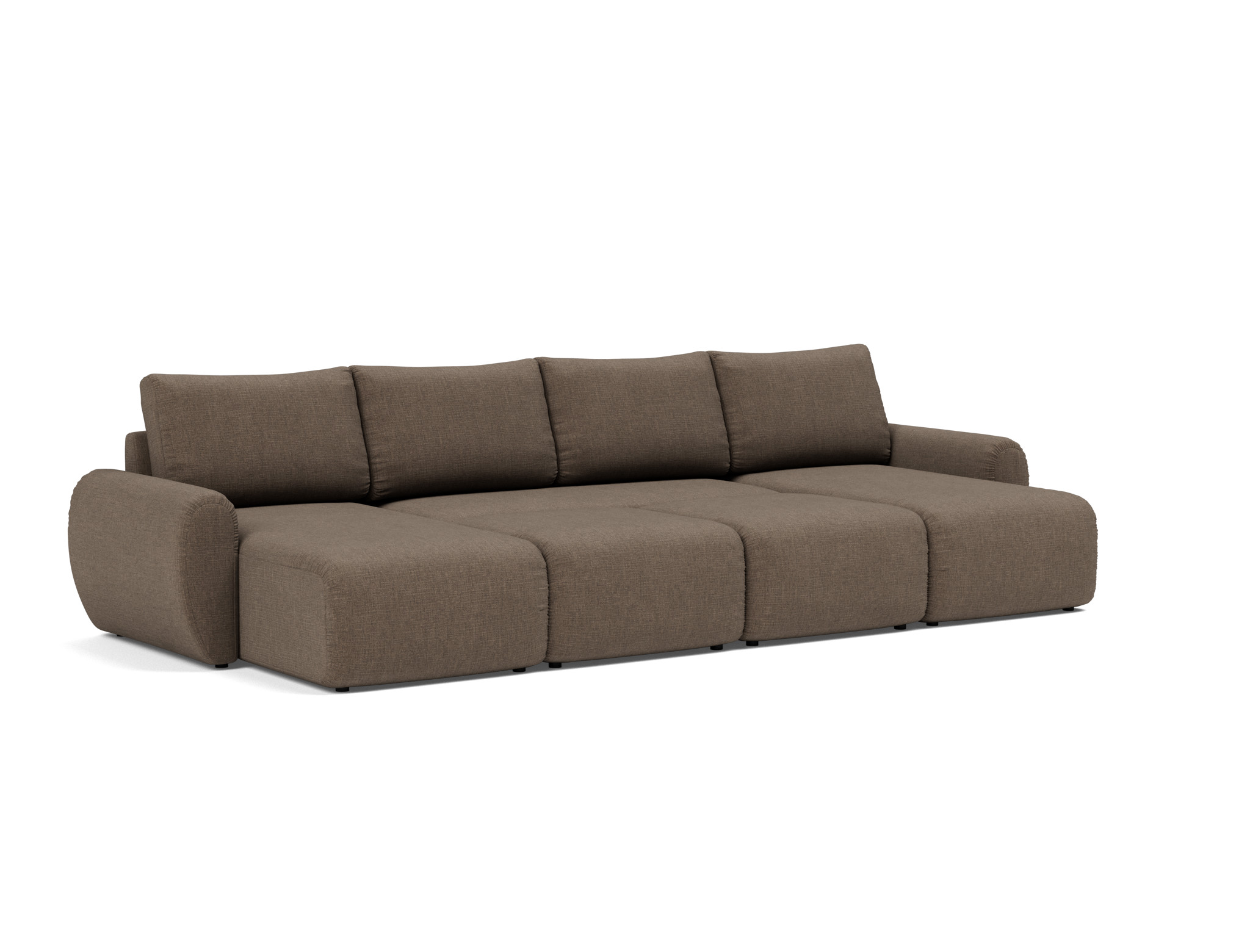Schlafsofa Norum U-Form mit Curve-Armlehnen Chenille Esina 411-Cedar-Brown