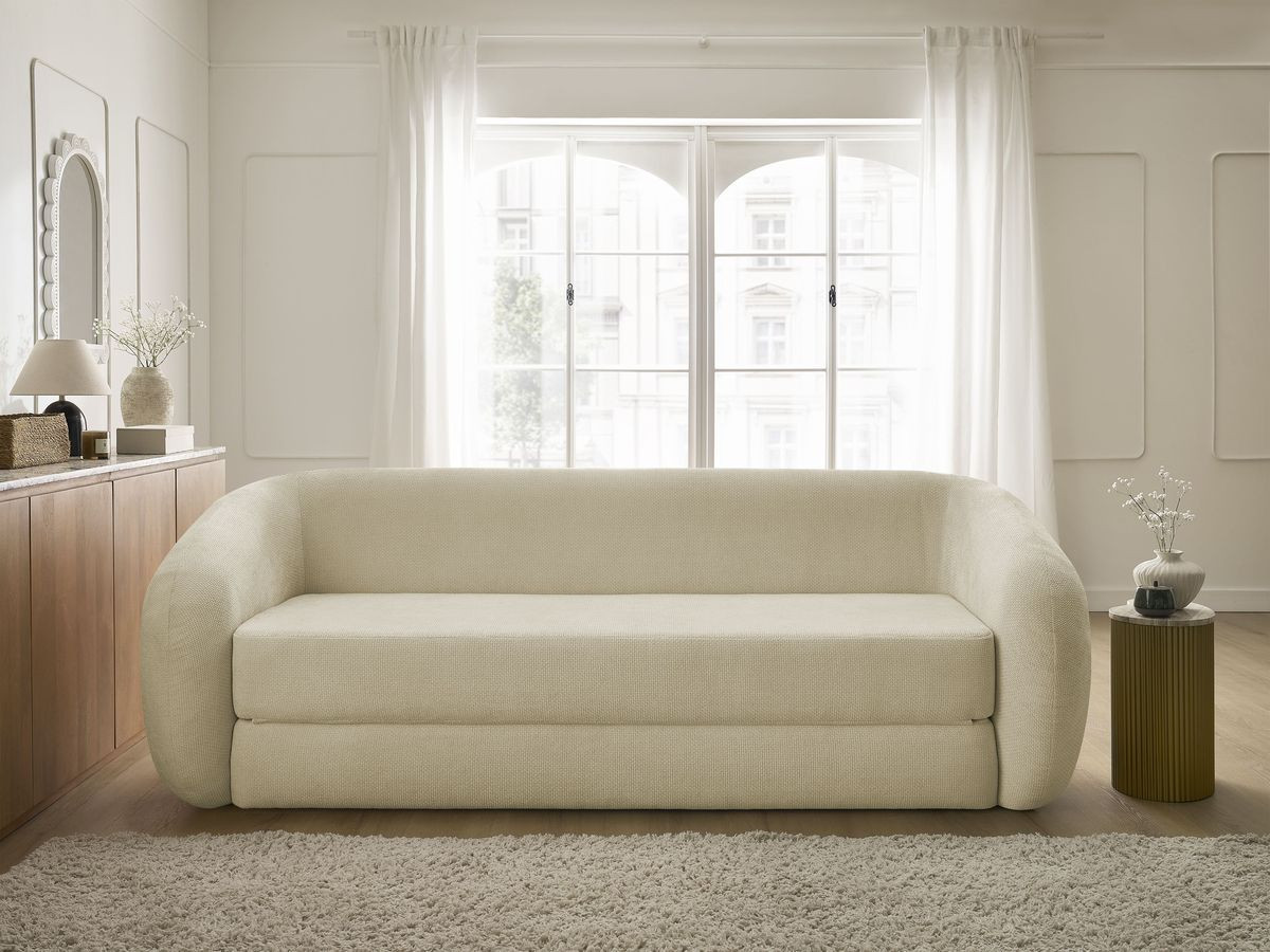 Bobochic Neyo Schlafsofa 3-Sitzer Stoff Taupe
