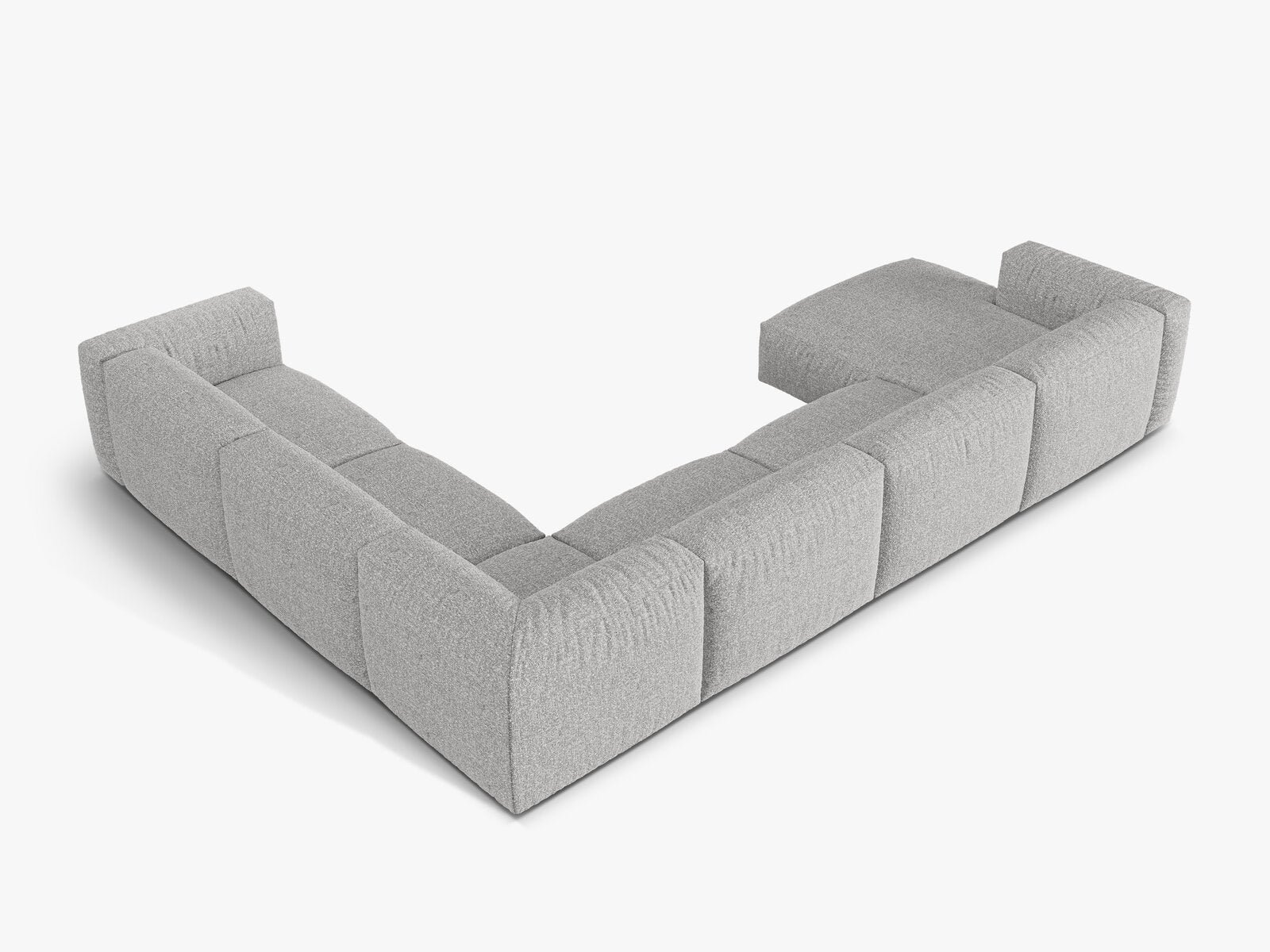 Micadoni modulares Ecksofa XL Martina 6-Sitzer Rechts Boucle Monet Silber