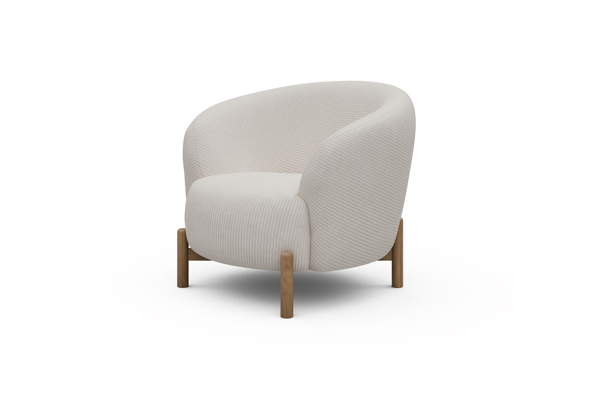 Sessel Ronda Holzbeine Eiche Natur Corduroy-Ivory