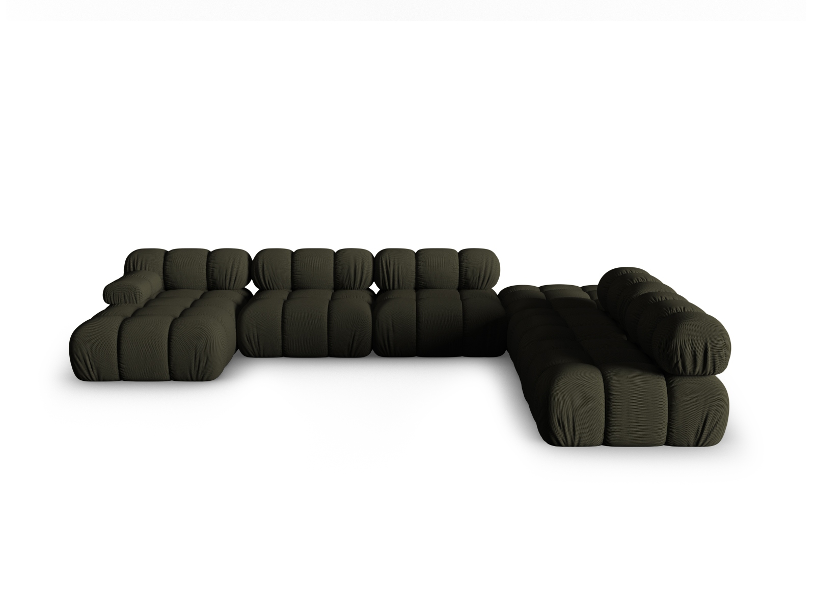 Micadoni Modulares Panorama Ecksofa Bellis 7-Sitzer Rechts 3D-Stoff Sonic Amazonas Grün