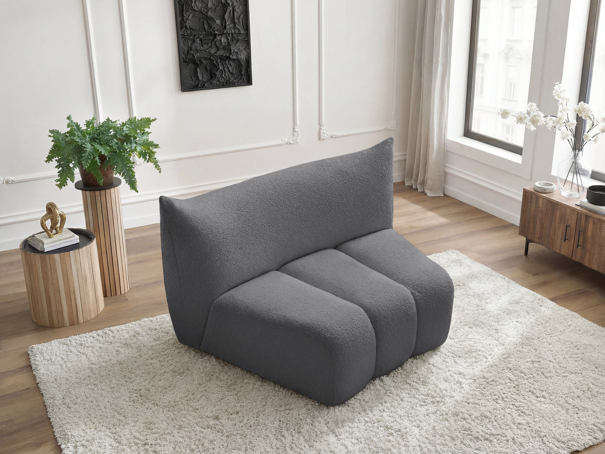 Bobochic Azra Sofamodul 1-Sitzer Bouclé-Stoff Dunkelgrau