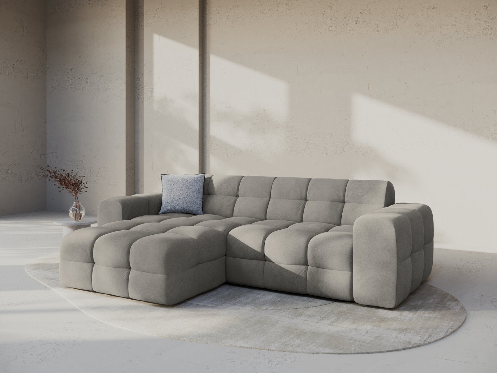 Micadoni Ecksofa Kendal 4-Sitzer Links Samt Magic Velvet Dunkelgrau