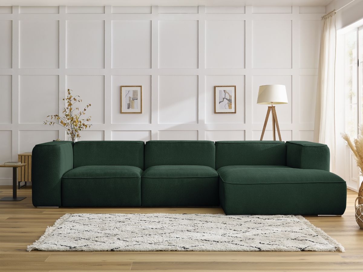 Bobochic Zephyr Ecksofa 349 × 165 cm Strukturstoff Grün Ecke rechts