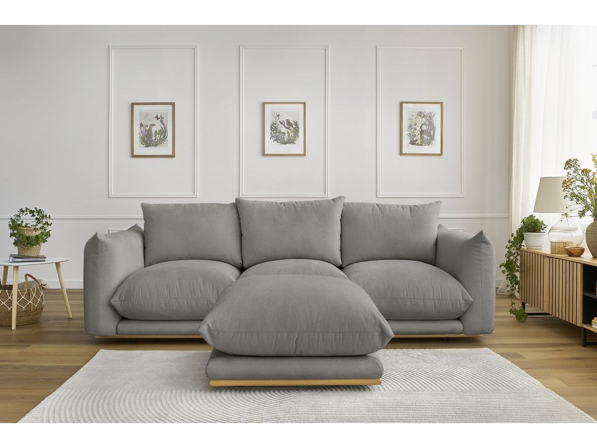 Bobochic Ernest Sofa 4-Sitzer mit Pouf Stoff Dunkelgrau