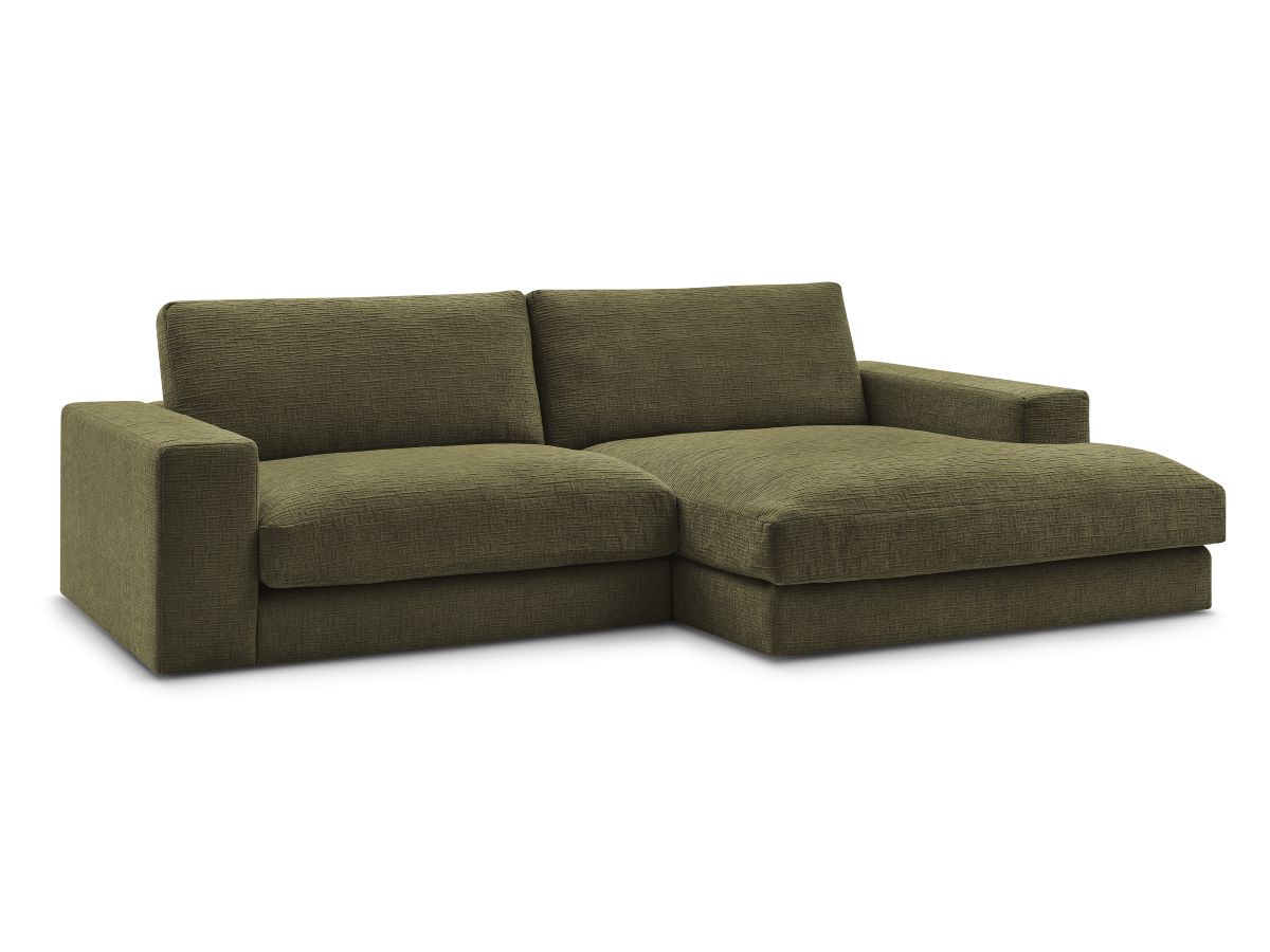 Bobochic Leonard Ecksofa 234 × 159 cm Strukturstoff Grün Ecke rechts