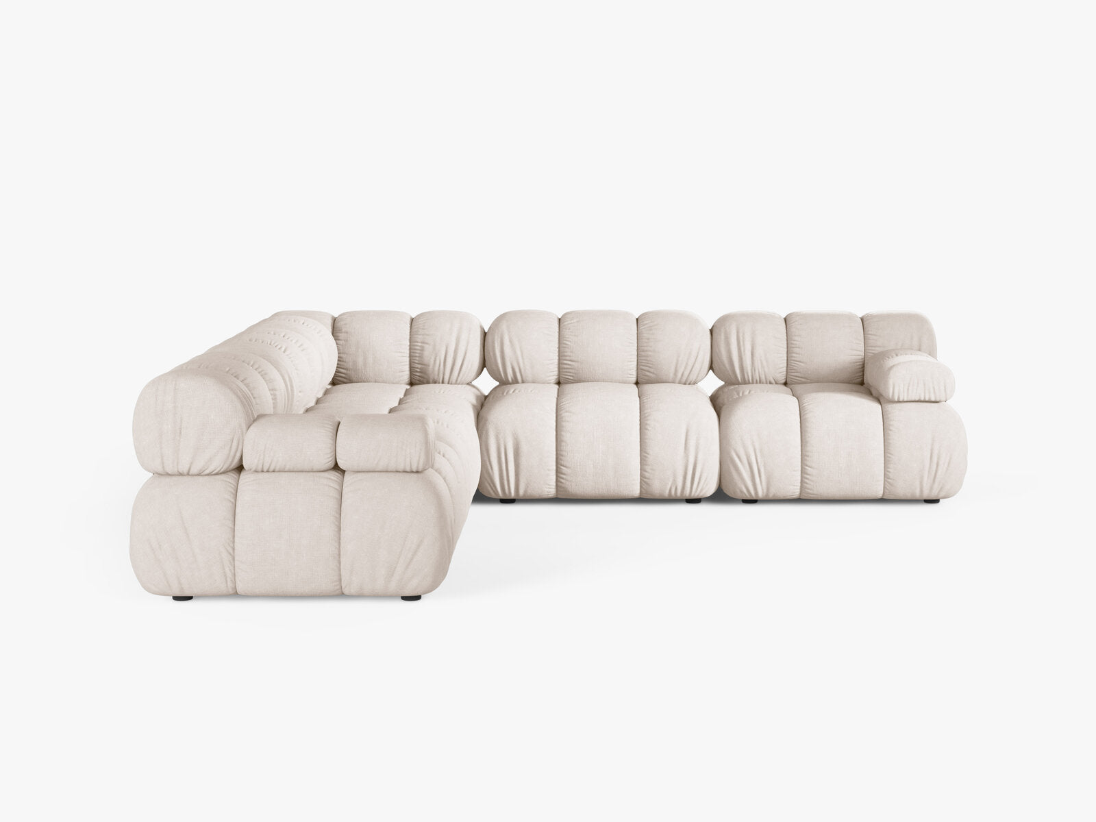 Micadoni Symmetrisches Ecksofa Bellis 5-Sitzer Strukturierter Stoff Liberty Beige