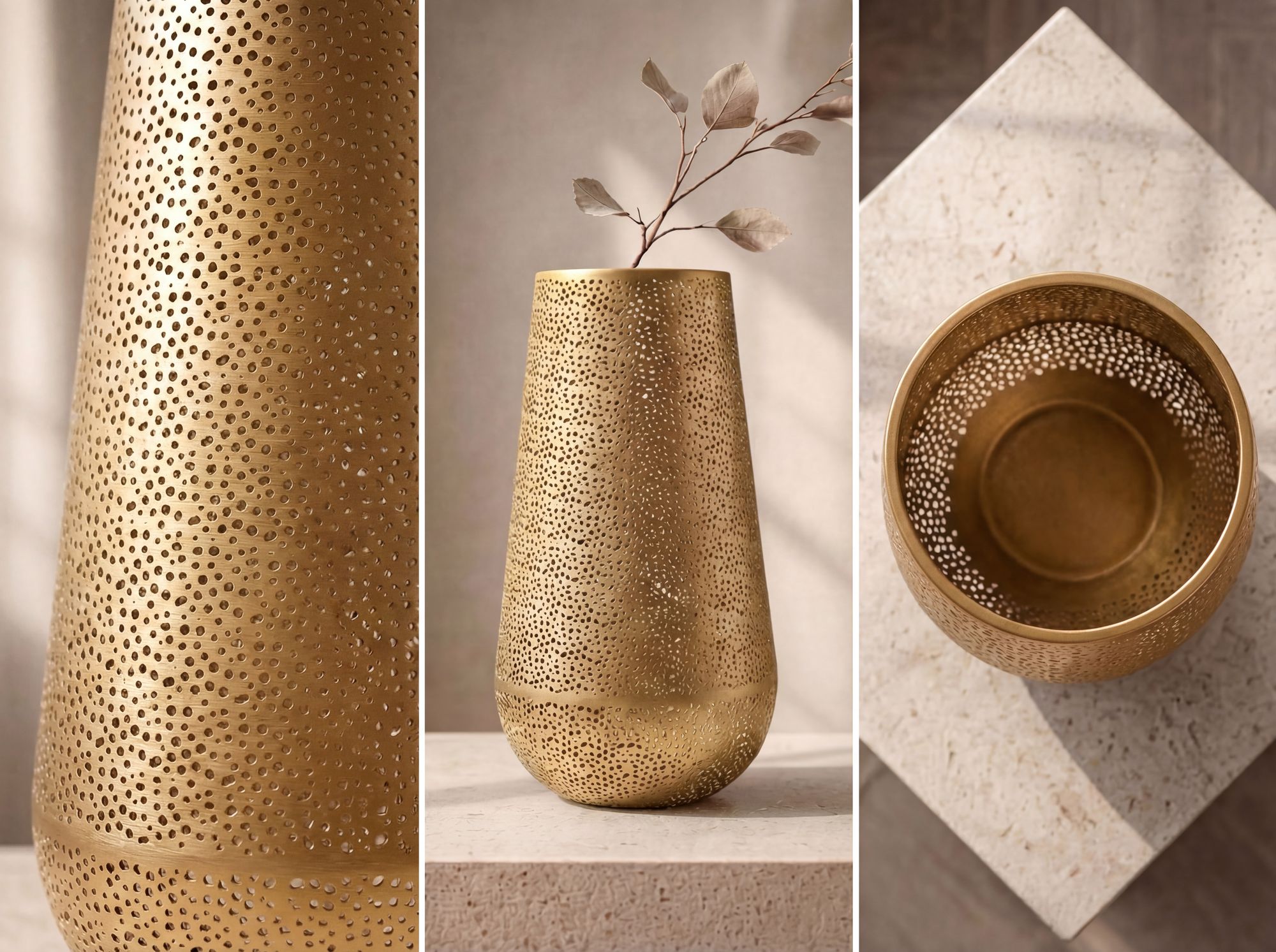 Bodenvase Malvik Metall Gold Ø 25 cm
