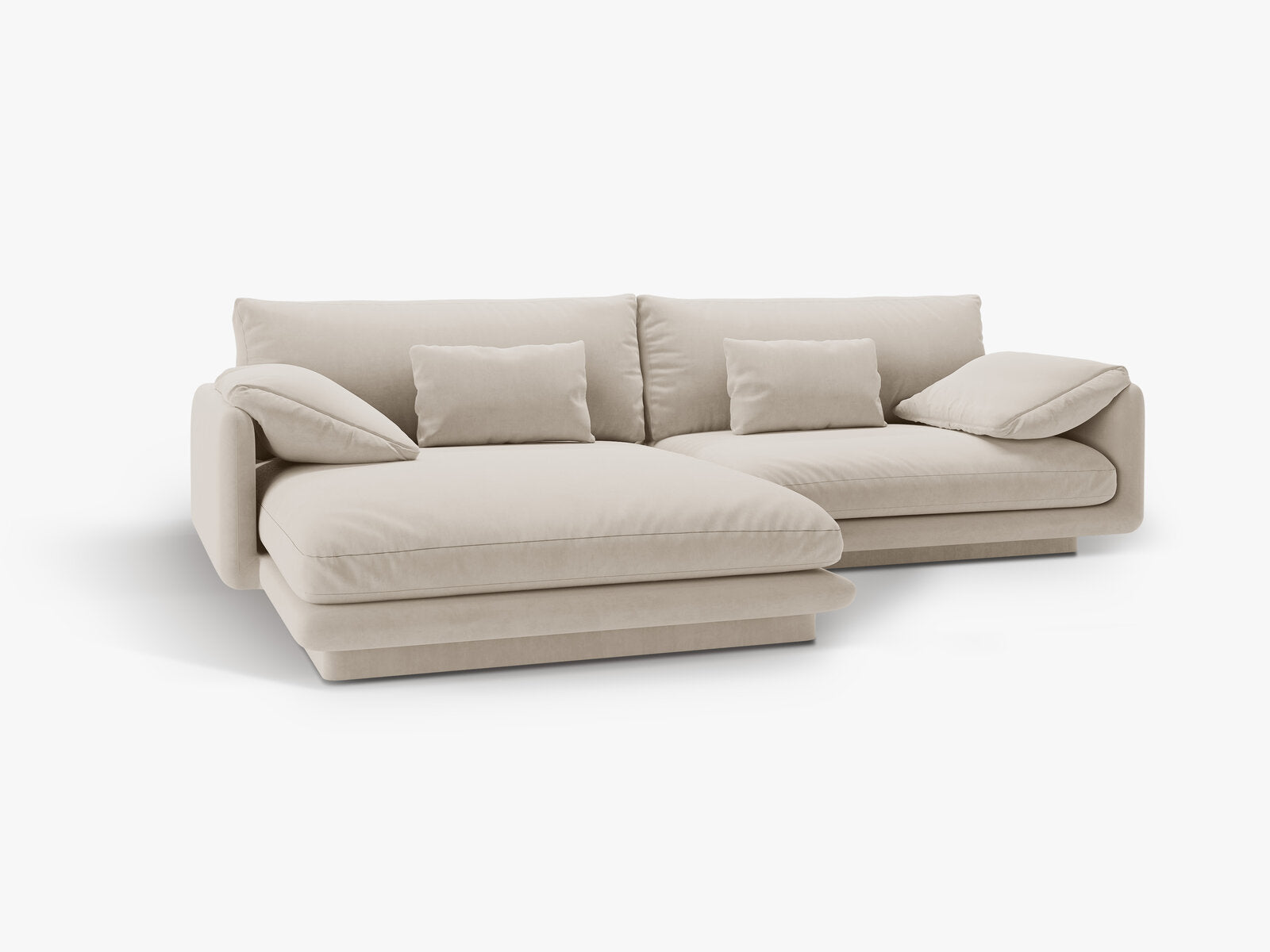 Micadoni Ecksofa Torino 4-Sitzer Links Samt Ecru