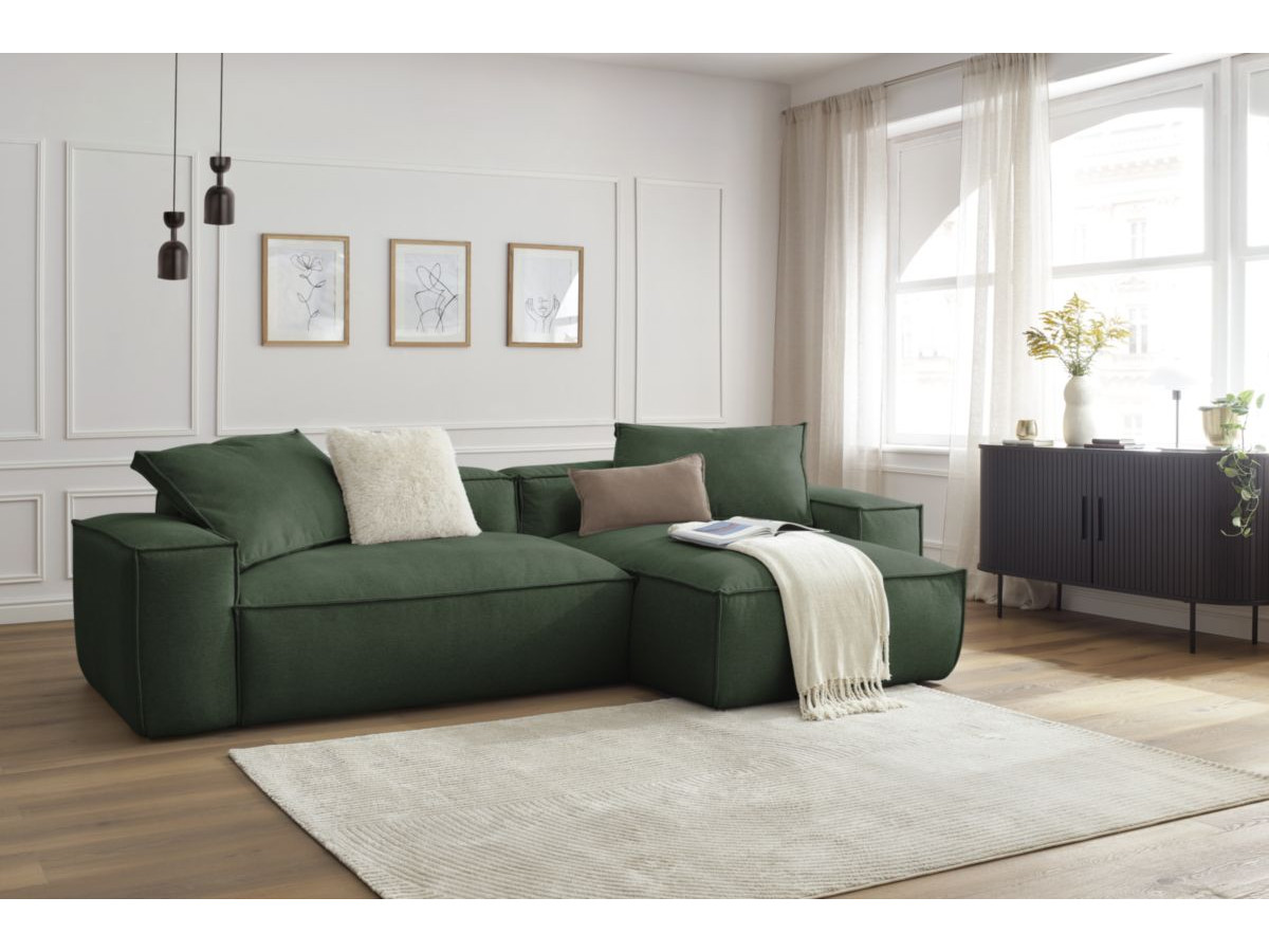 Bobochic Boheme Ecksofa, 2 Kissen Melange-Stoff Grün