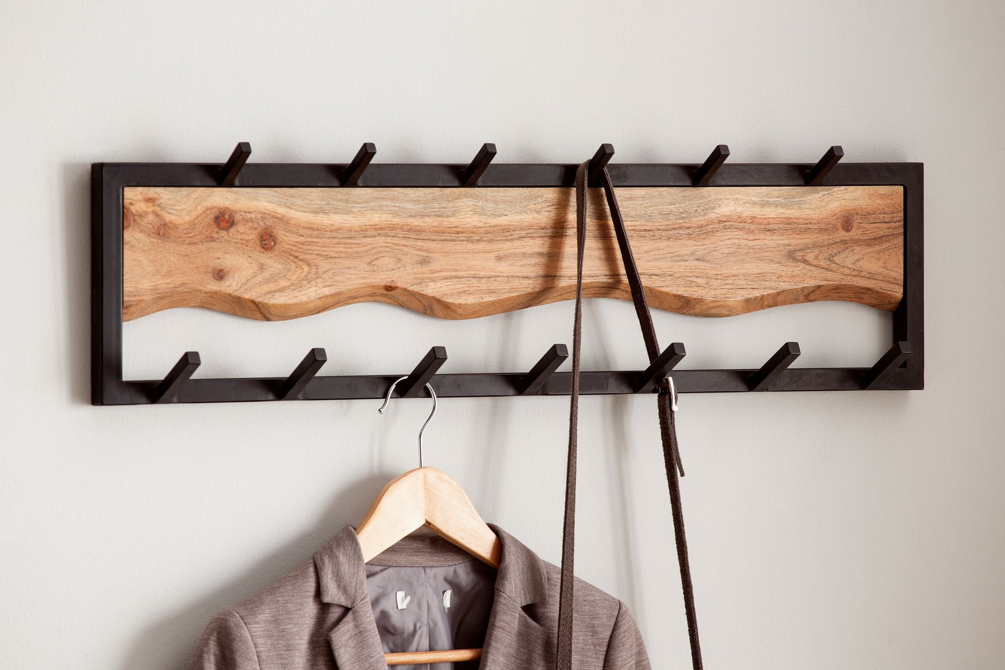 Wandgarderobe Botngard Akazie Massivholz 80 × 8 × 20 cm