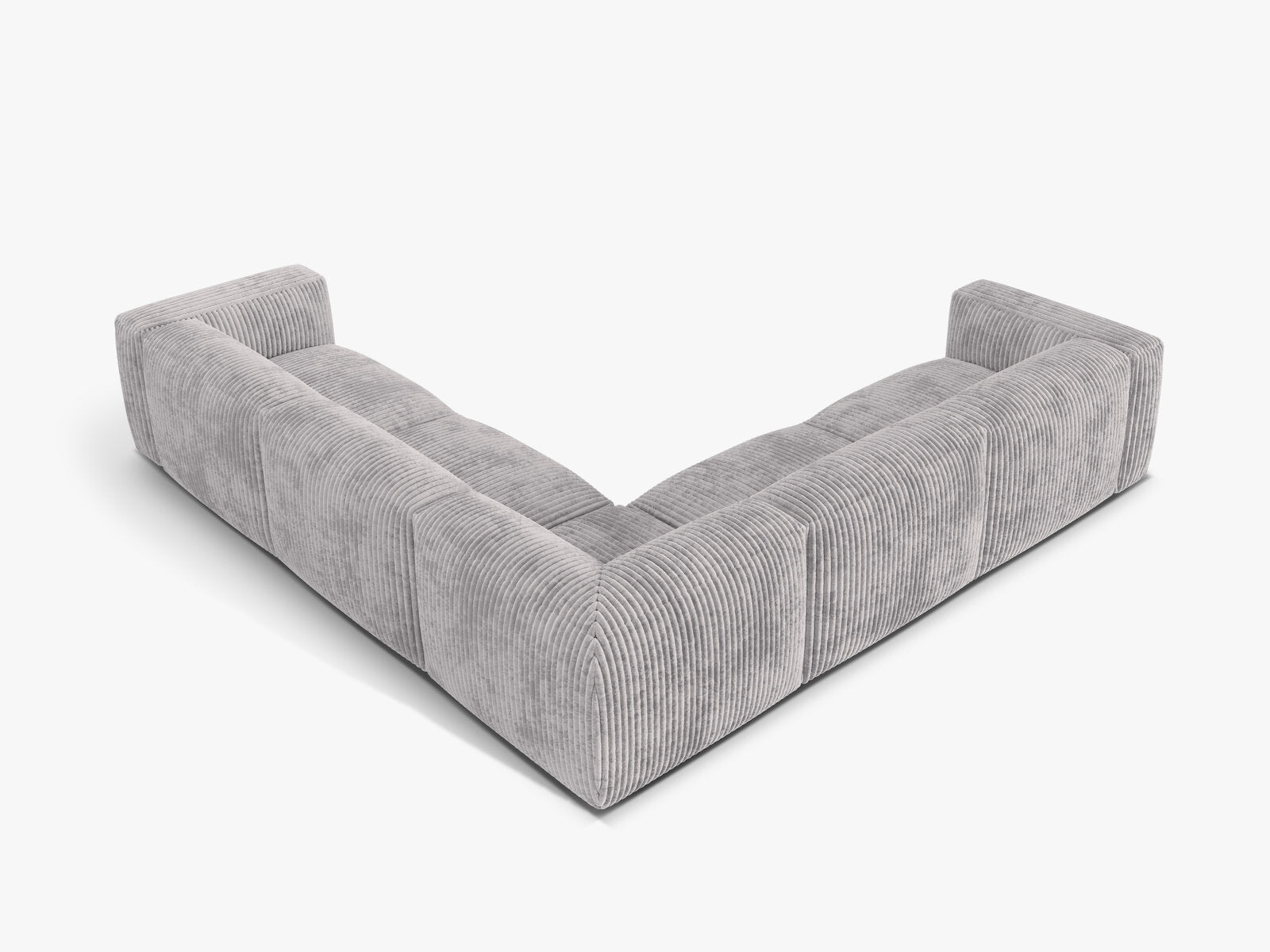 Micadoni modulares symmetrisches Ecksofa XL Martina 5-Sitzer Kord Tilia Hellgrau