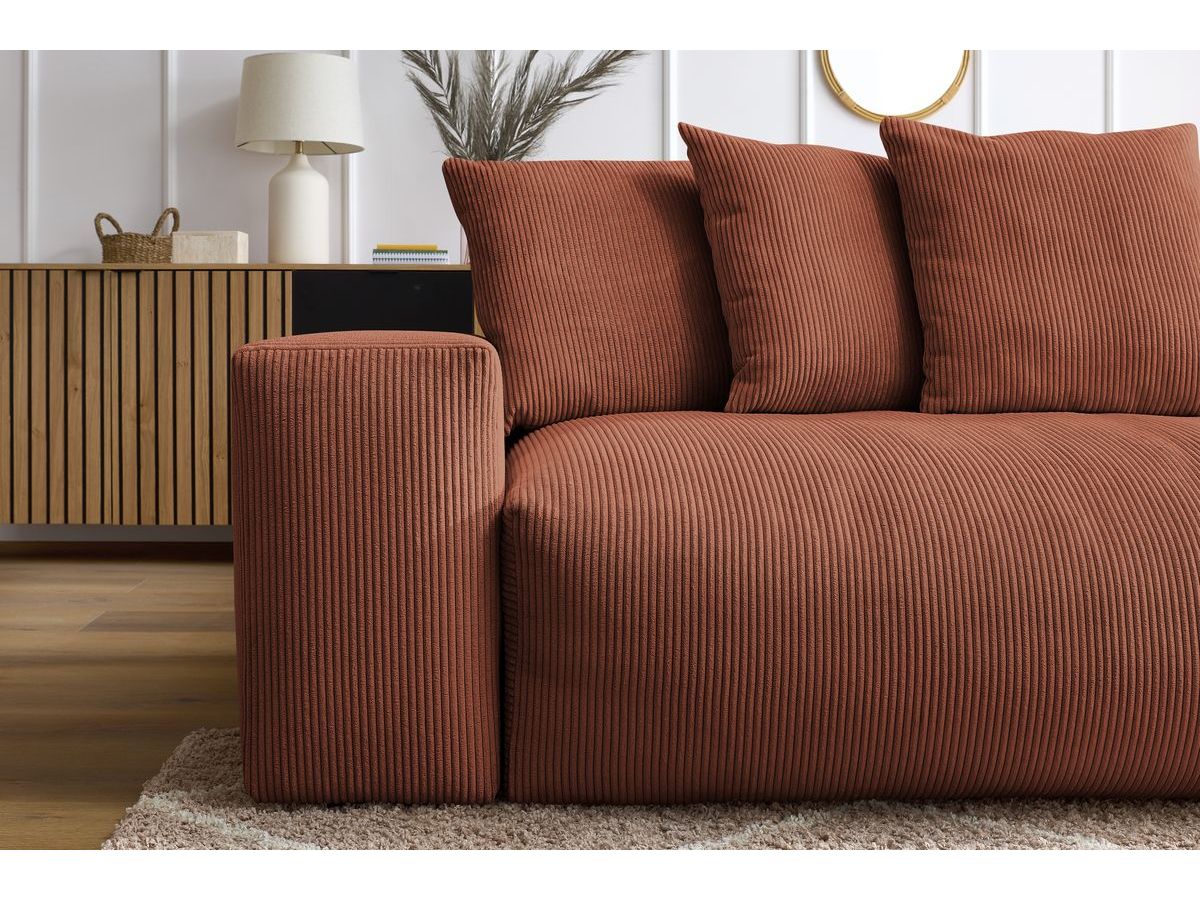Bobochic Voltaire Schlafsofa 3-Sitzer mit Bettkasten Cordsamt Orange