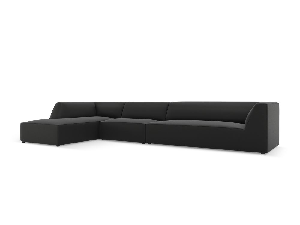 Cosmopolitan Design Ecksofa Siena 5-Sitzer Kunstleder Pacifico Schwarz Links