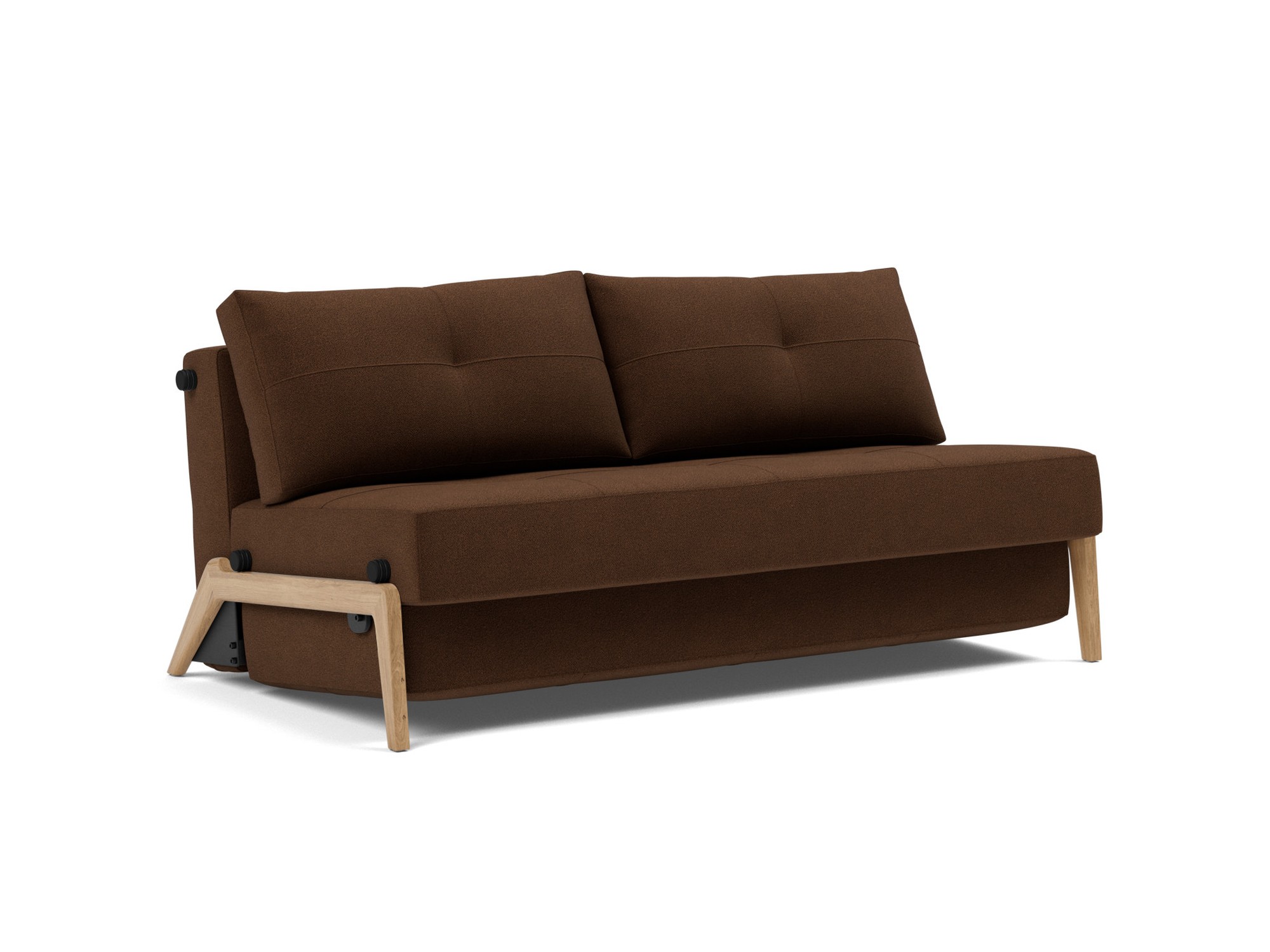 Schlafsofa Cubed 160 Strukturierter Stoff Taura 359-Cappuccino Beine Eiche