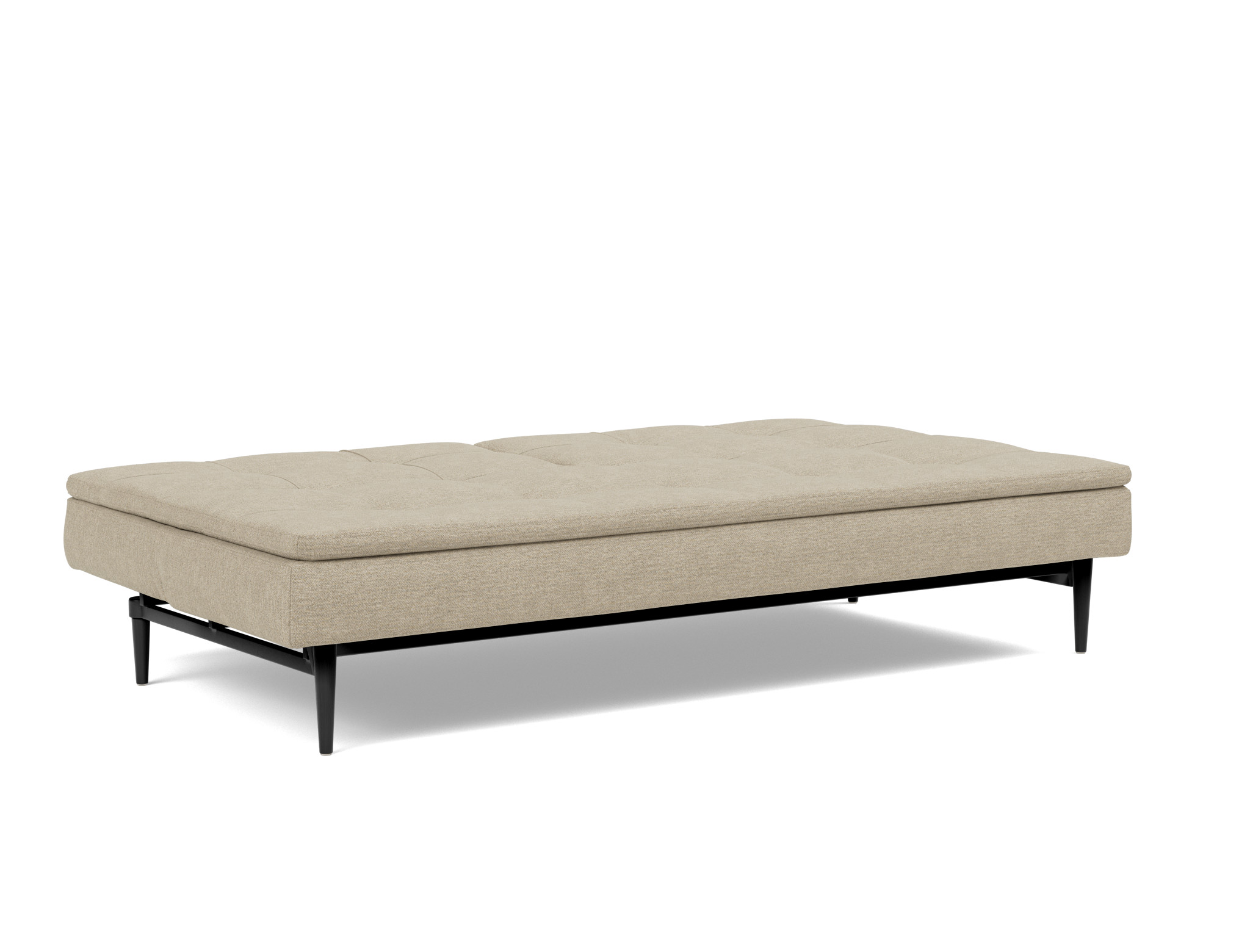 Schlafsofa Dublexo Strukturierter Stoff Taura 356-Sand Beine Styletto Eiche schwarz
