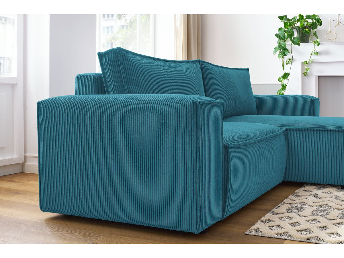 Bobochic Nihad Ecksofa Cordsamt Dunkelblau Ecke rechts