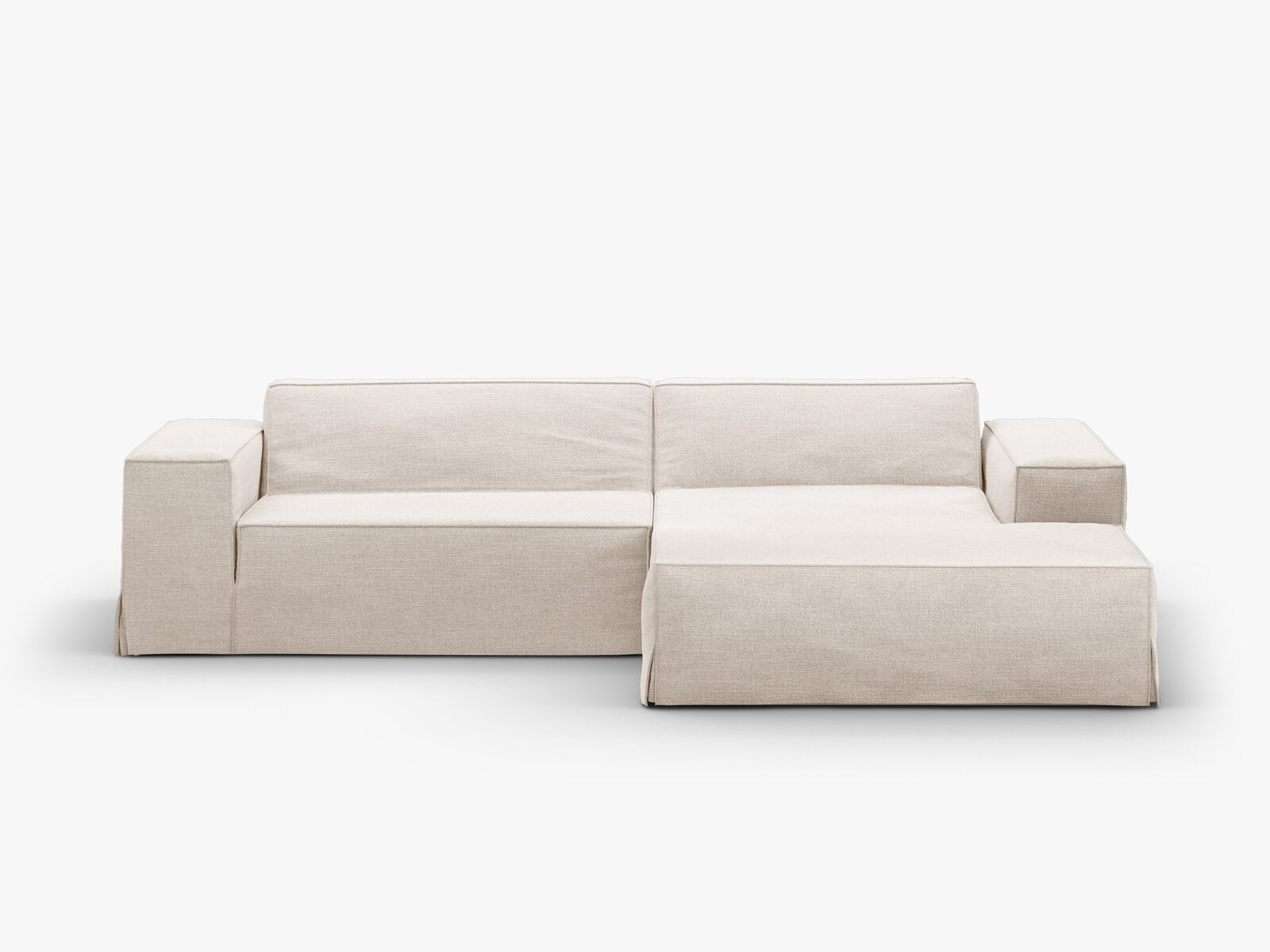 Micadoni Ecksofa Jodie 3-Sitzer Rechts Strukturierter Stoff Lins Beige